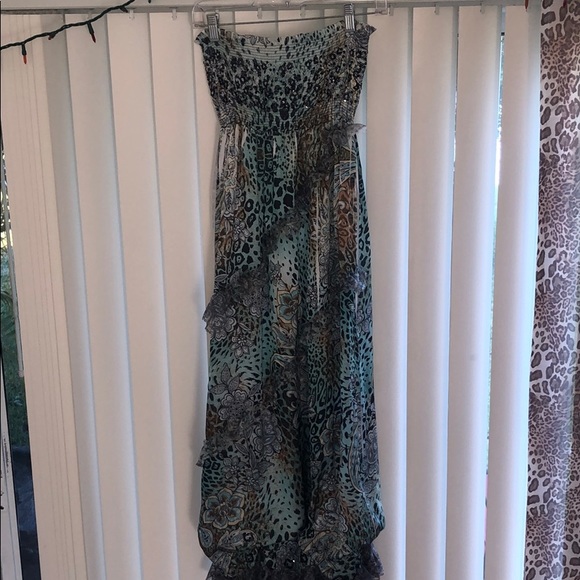 Lapis Dresses & Skirts - BNWOT Lapis animal print tube top long ruffled beaded dress
